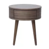 Table de chevet ronde en bois foncé avec tiroir JUDITH