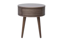 Table de chevet ronde en bois foncé avec tiroir JUDITH
