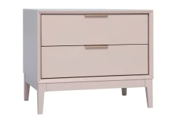 Table de chevet rose poudré et métal doré avec rangements GIANA