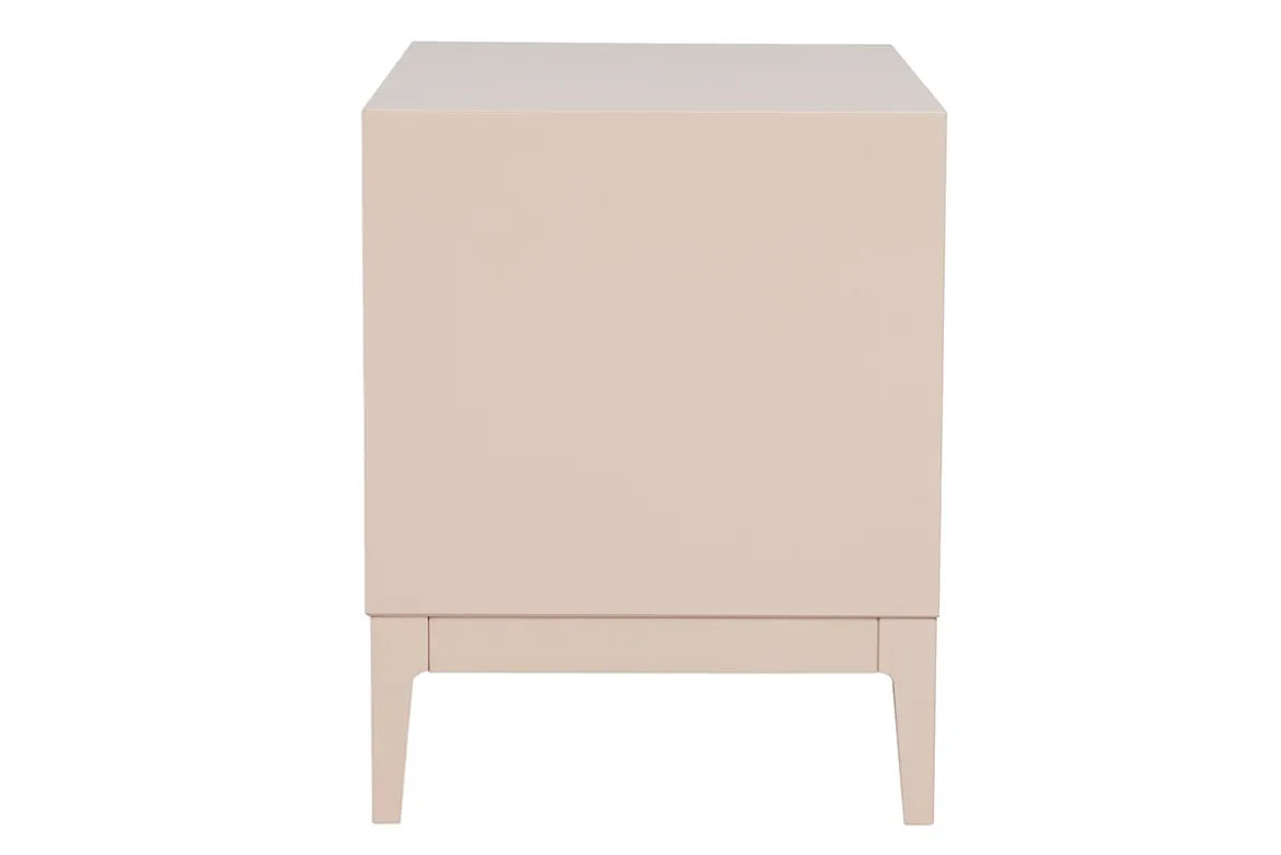 Table de chevet rose poudré et métal doré avec rangements GIANA