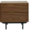 Table de chevet vintage bois foncé noyer et métal MANNY