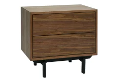 Table de chevet vintage bois foncé noyer et métal MANNY