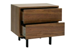 Table de chevet vintage bois foncé noyer et métal MANNY