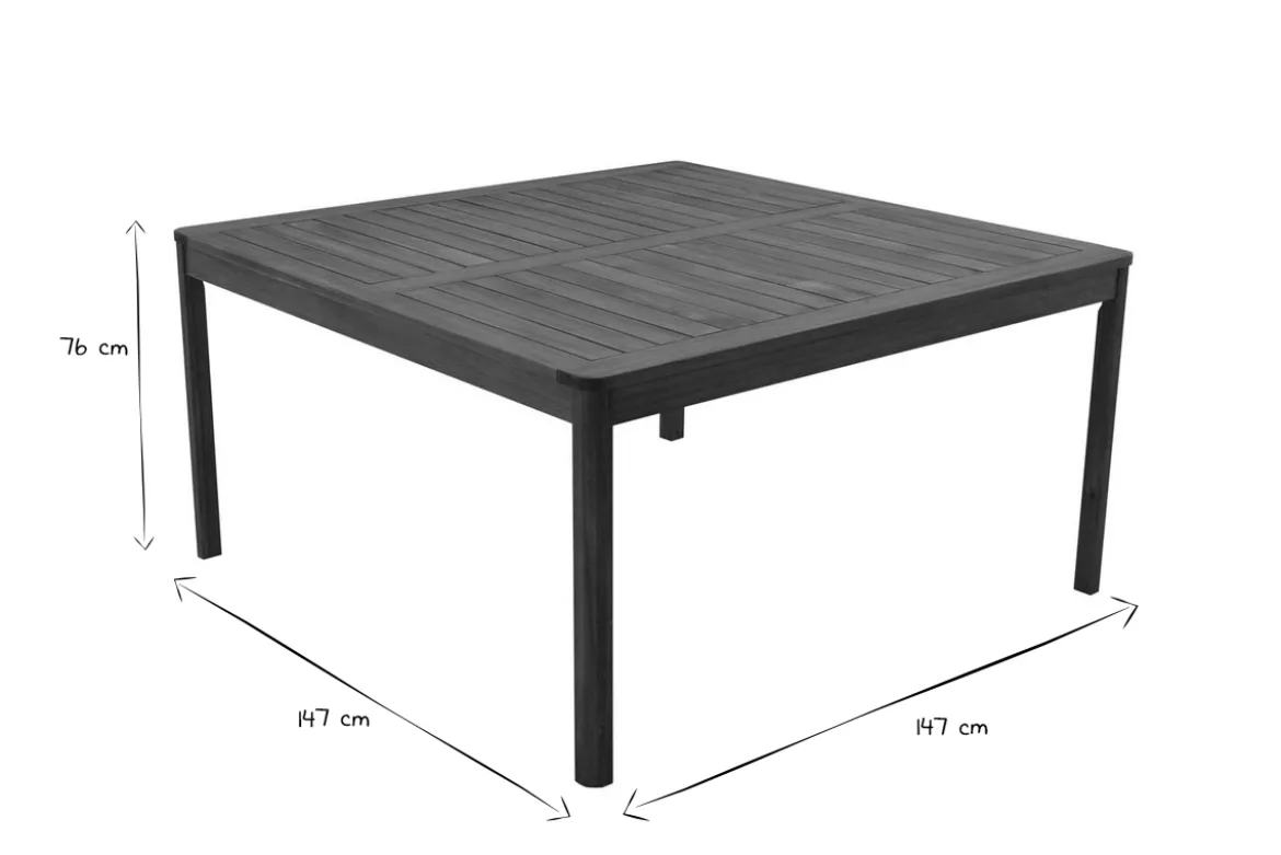 Table de jardin carrée en bois massif L147 cm AKIS