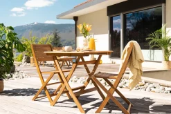 Table de jardin carrée pliante en bois massif L70 cm FUEGO