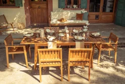 Table de jardin extensible en bois teck massif L160-210 cm LOMBOK