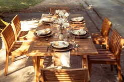 Table de jardin extensible en bois teck massif L160-210 cm LOMBOK