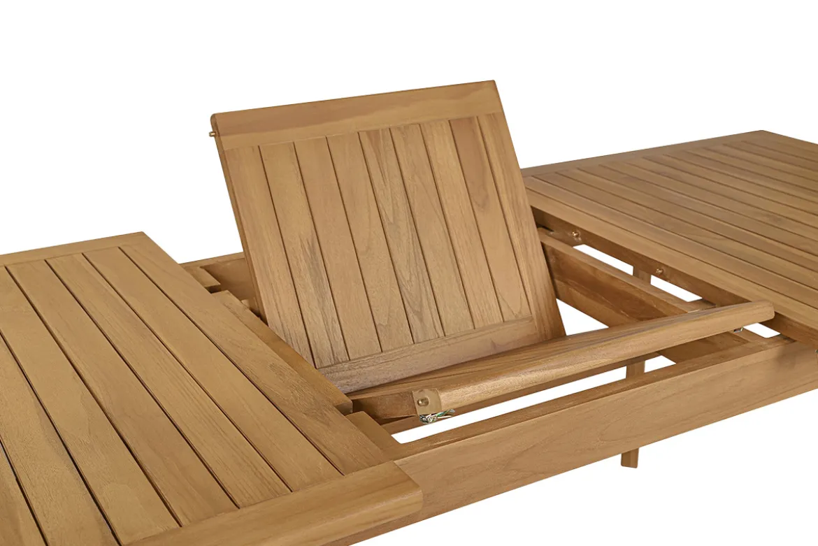 Table de jardin extensible en bois teck massif L160-210 cm LOMBOK