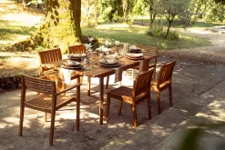 Table de jardin extensible en bois teck massif L160-210 cm LOMBOK