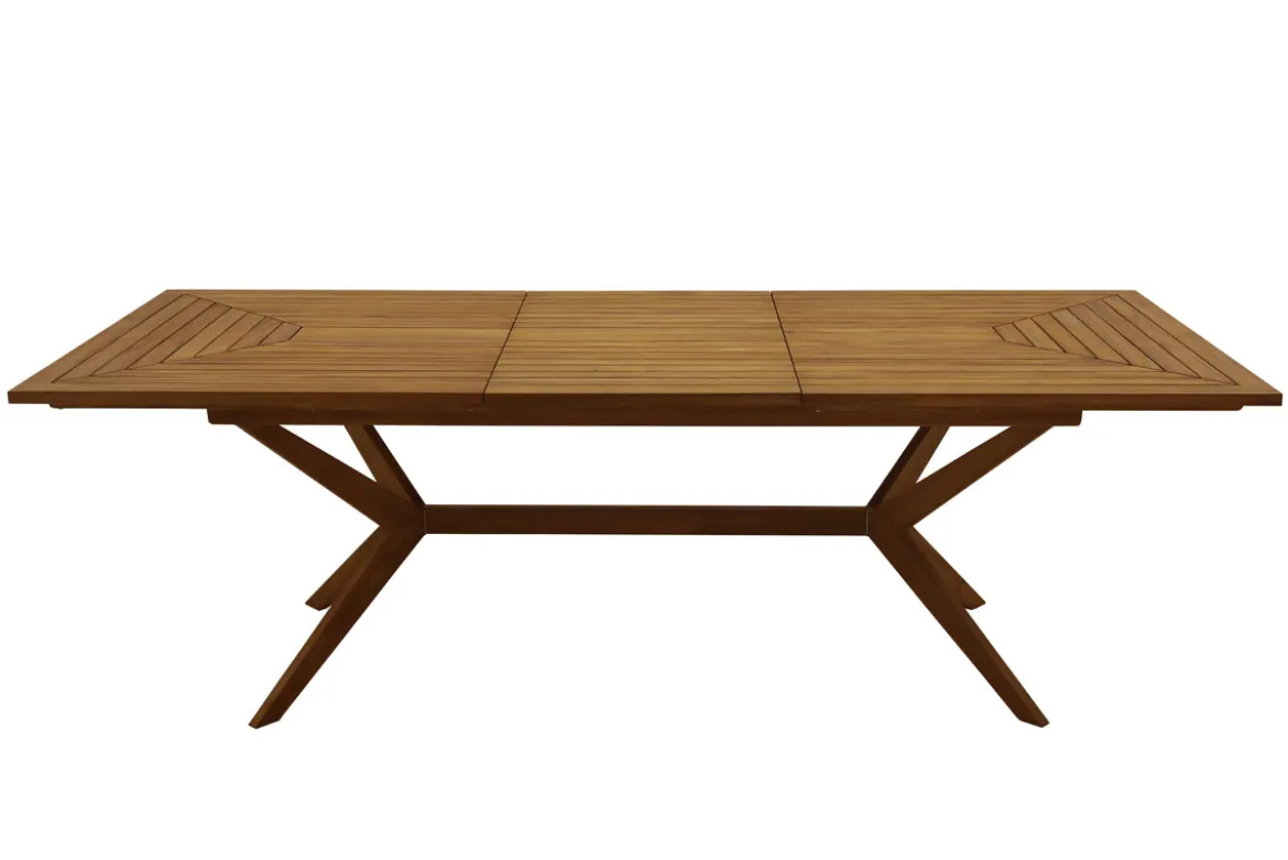 Table de jardin extensible rallonges intégrées en bois massif L180-240 cm SANTO