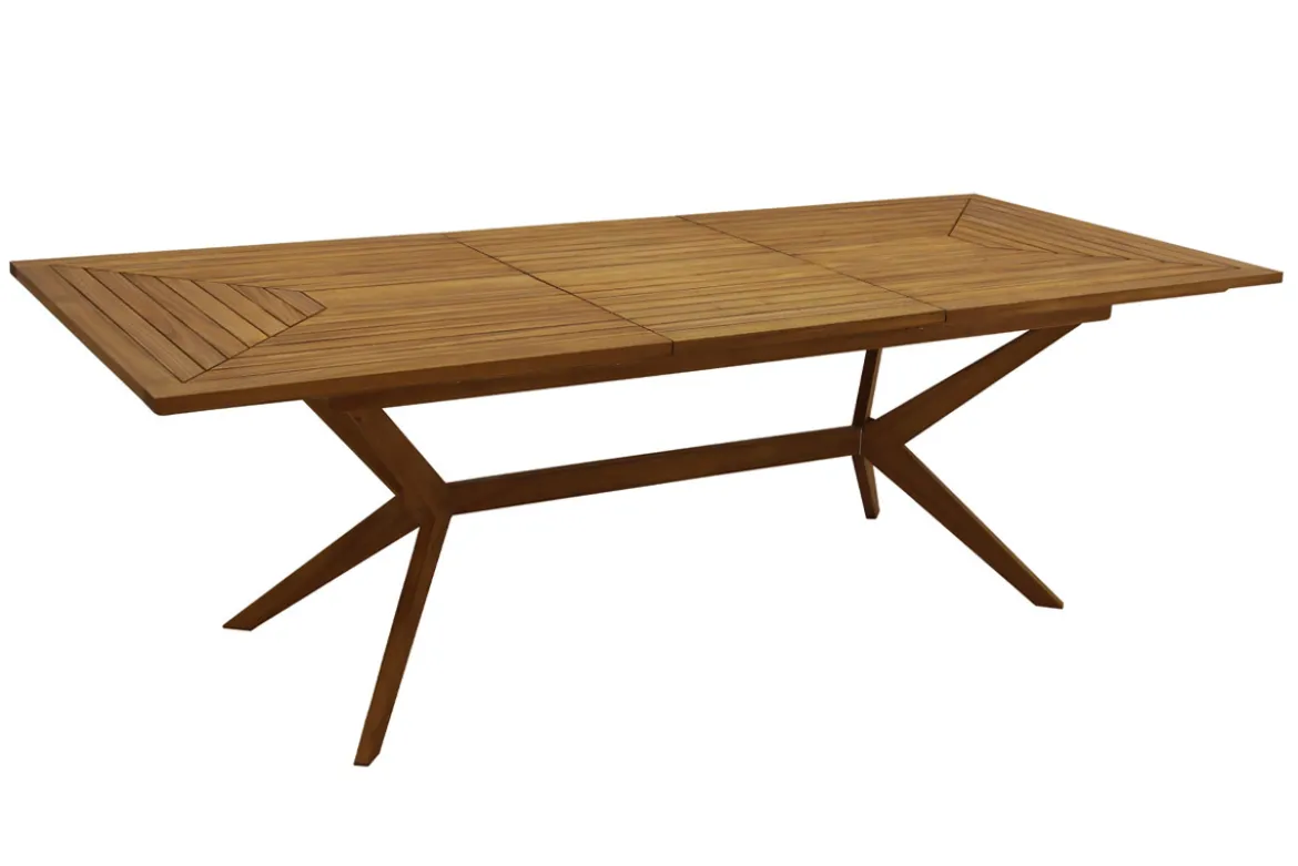 Table de jardin extensible rallonges intégrées en bois massif L180-240 cm SANTO