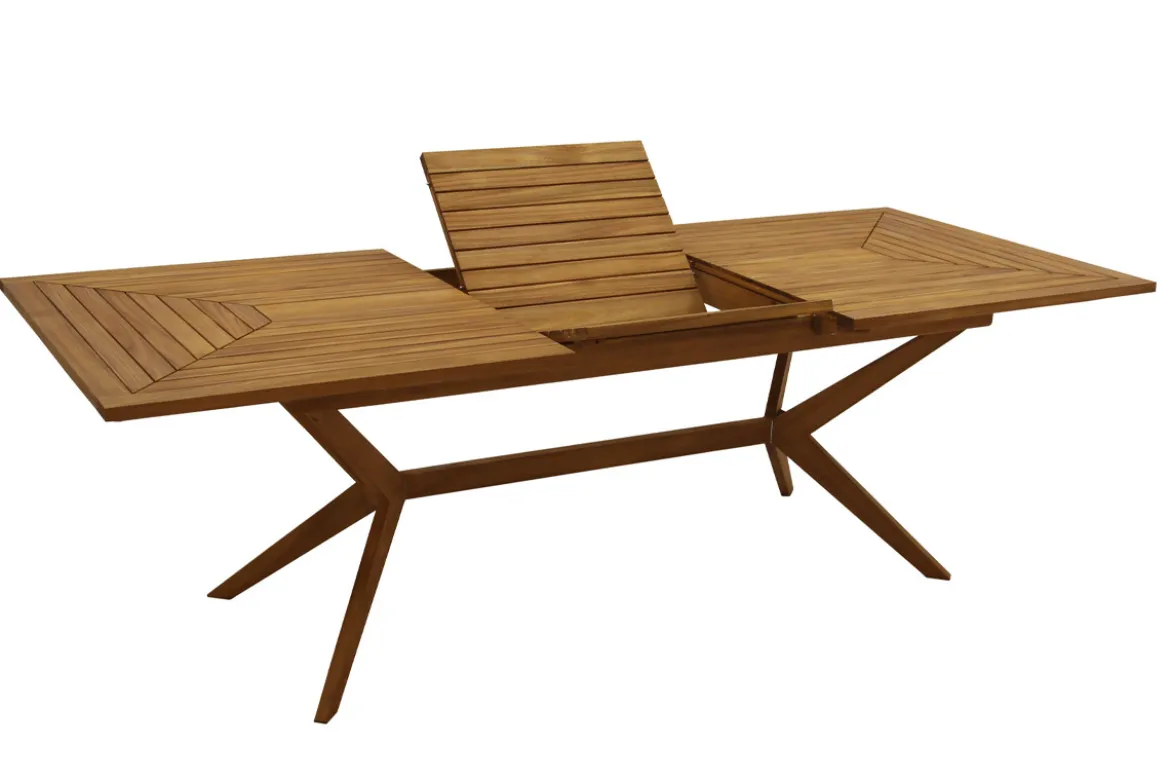 Table de jardin extensible rallonges intégrées en bois massif L180-240 cm SANTO