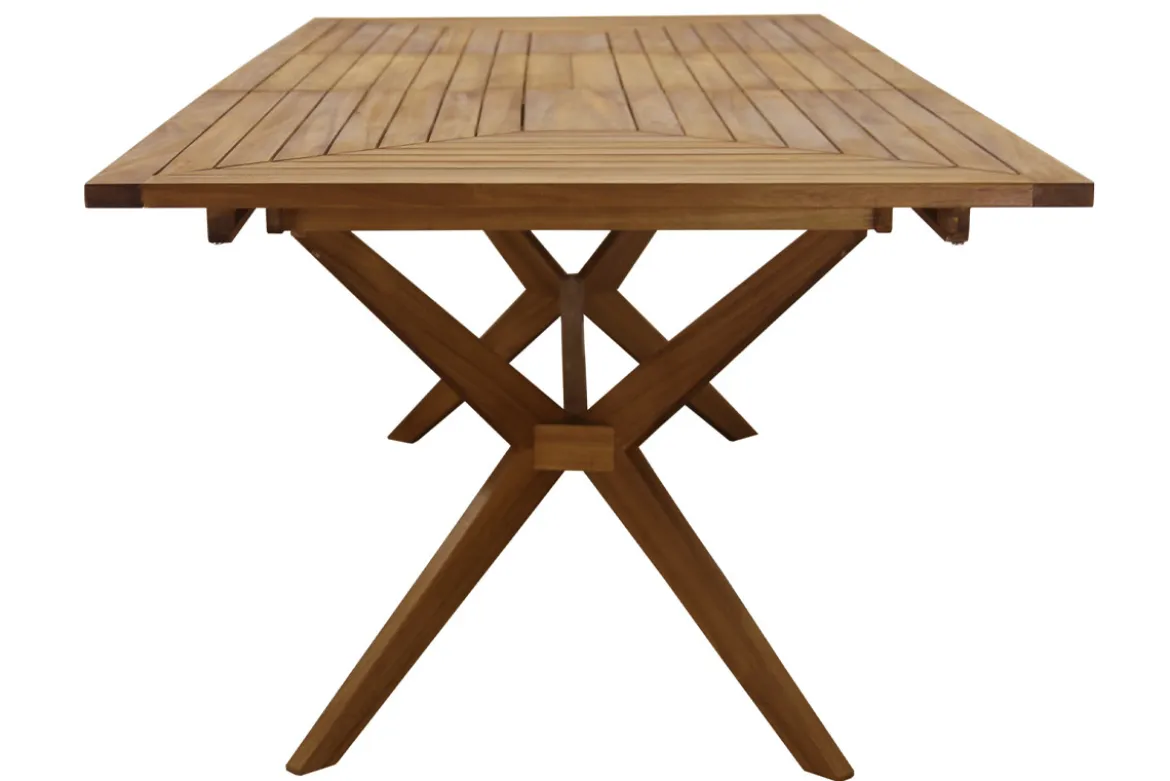 Table de jardin extensible rallonges intégrées en bois massif L180-240 cm SANTO