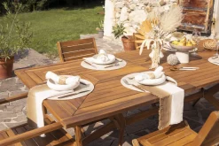 Table de jardin extensible rallonges intégrées en bois massif L180-240 cm SANTO