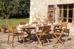 Table de jardin extensible rallonges intégrées en bois massif L180-240 cm SANTO