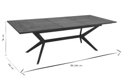 Table de jardin extensible rallonges intégrées en bois massif L180-240 cm SANTO