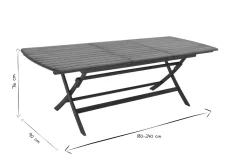 Table de jardin extensible rallonges intégrées en bois massif L180-240 cm CANOPEE