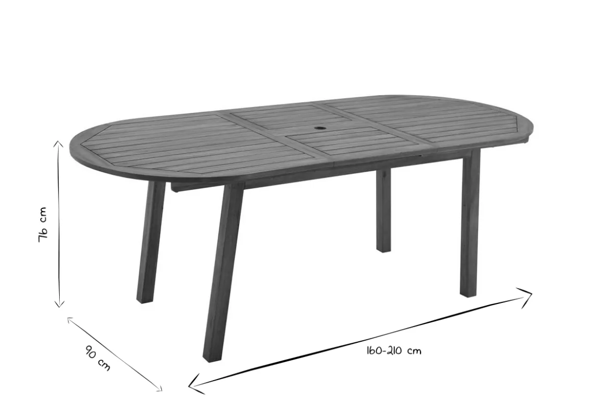 Table de jardin extensible rallonges intégrées en bois massif L160-210 cm MAYEL