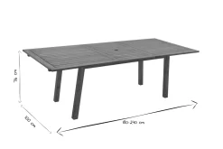 Table de jardin extensible rallonges intégrées en bois massif L180-240 cm MAYEL