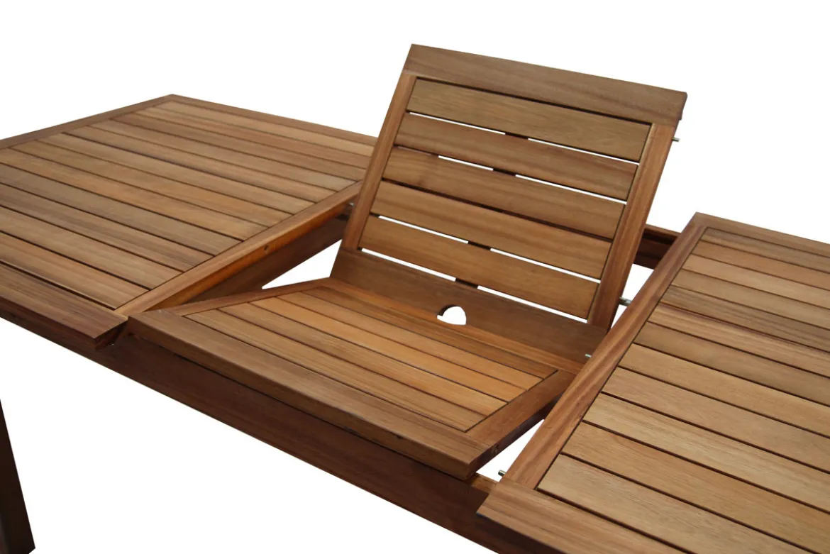 Table de jardin extensible rallonges intégrées en bois massif L160-210 cm MAYEL