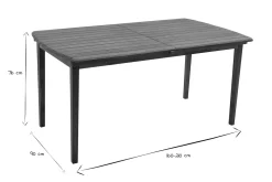 Table de jardin extensible rectangulaire en bois massif L160-210 cm CANOPEE