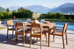 Table de jardin extensible rectangulaire en bois massif L160-210 cm CANOPEE