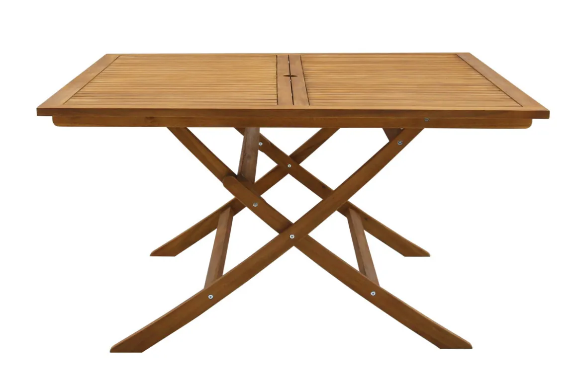 Table de jardin pliante carrée en bois massif L140 cm SANTIAGO