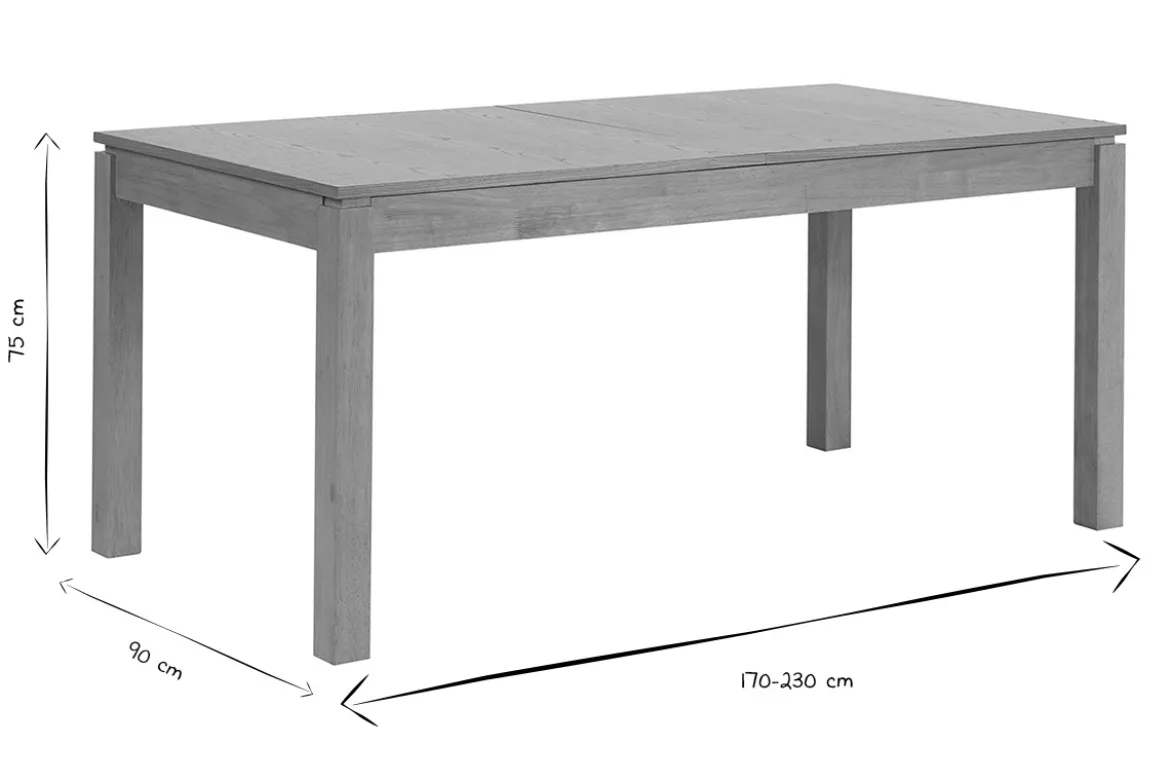 Table extensible avec rallonges intégrées en bois clair chêne L170-230 cm SYLVA
