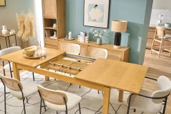 Table extensible avec rallonges intégrées en bois clair chêne L170-230 cm SYLVA