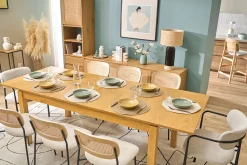 Table extensible avec rallonges intégrées en bois clair chêne L170-230 cm SYLVA