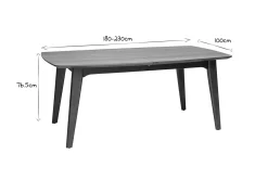Table extensible rallonges intégrées rectangulaire en bois clair L180-230 cm FIFTIES