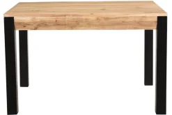 Table extensible rallonges intégrées rectangulaire en bois massif et métal noir L120-210 cm TRAP