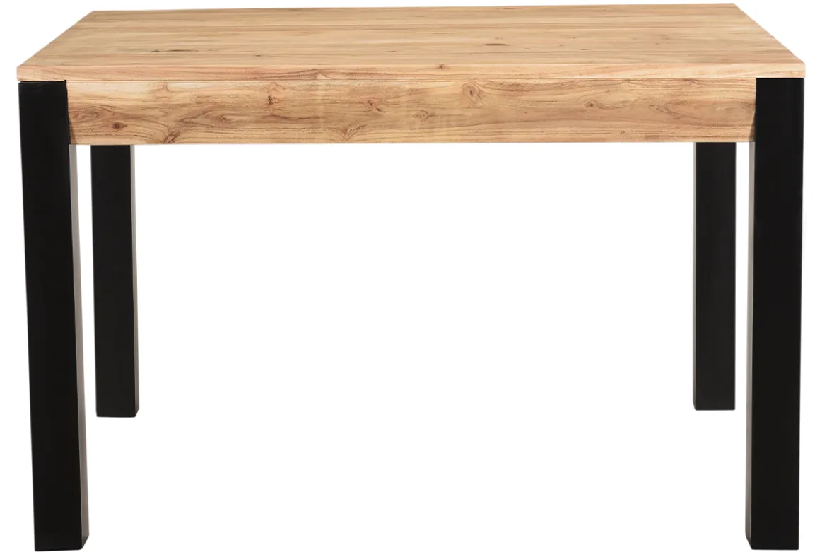 Table extensible rallonges intégrées rectangulaire en bois massif et métal noir L120-210 cm TRAP