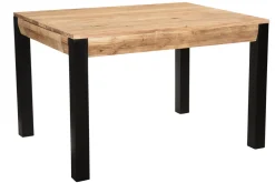 Table extensible rallonges intégrées rectangulaire en bois massif et métal noir L120-210 cm TRAP