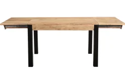 Table extensible rallonges intégrées rectangulaire en bois massif et métal noir L120-210 cm TRAP