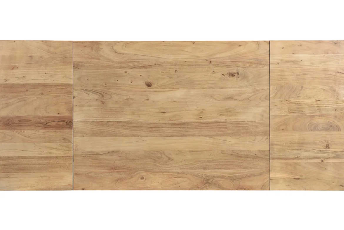 Table extensible rallonges intégrées rectangulaire en bois massif et métal noir L120-210 cm TRAP