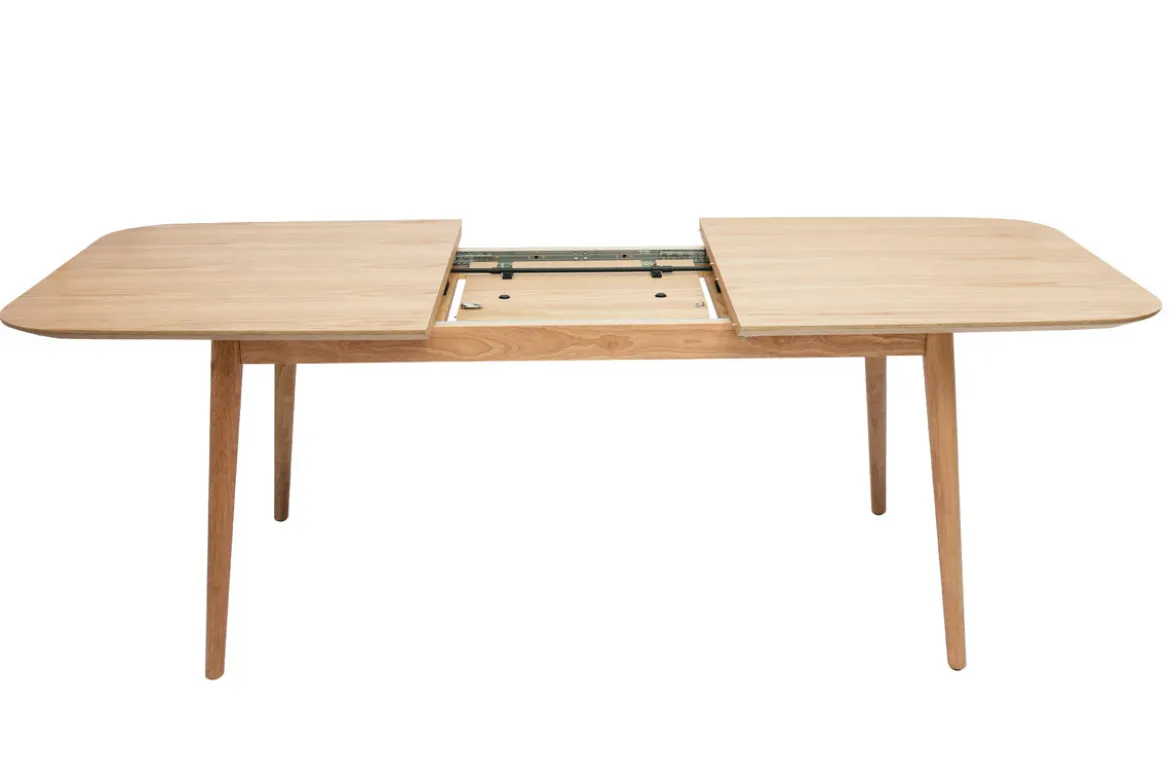 Table extensible rallonges intégrées rectangulaire en bois clair chêne L160-210 cm ANK