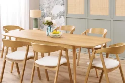 Table extensible rallonges intégrées rectangulaire en bois clair chêne L160-210 cm ANK