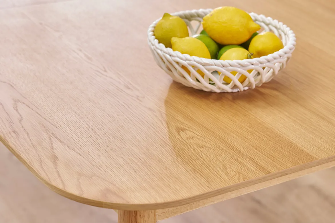Table extensible rallonges intégrées rectangulaire en bois clair chêne L160-210 cm ANK