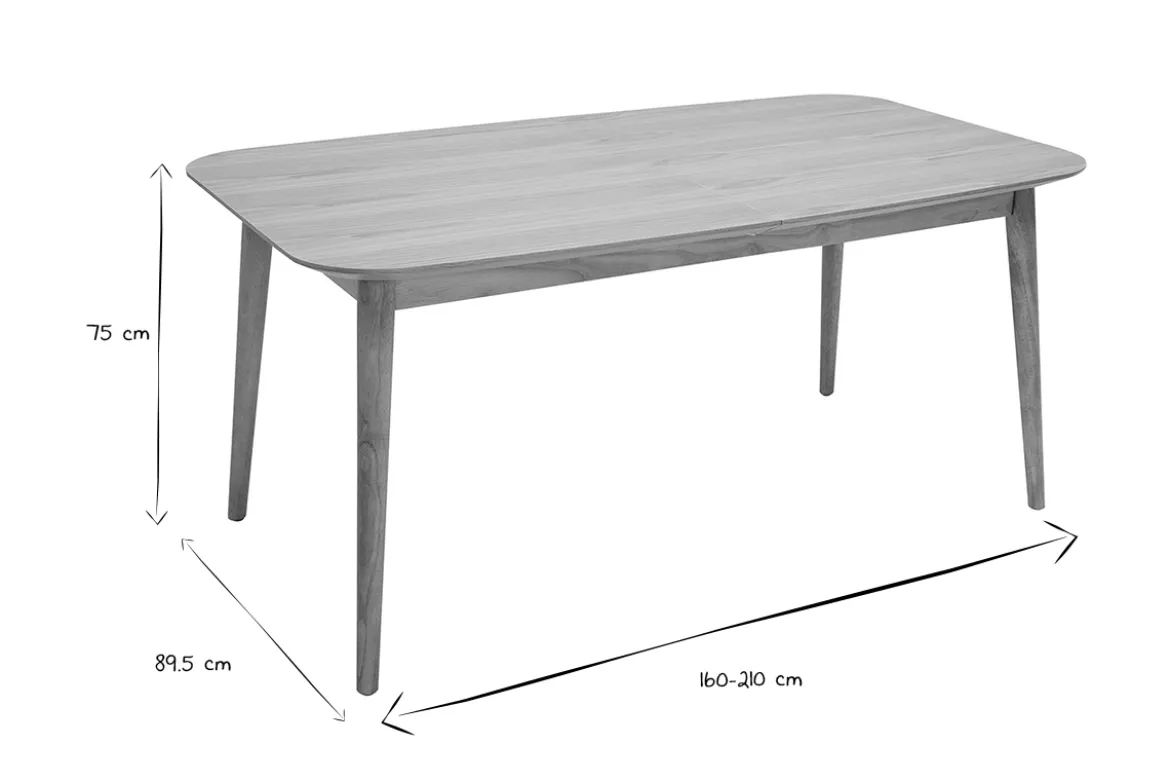 Table extensible rallonges intégrées rectangulaire en bois clair chêne L160-210 cm ANK