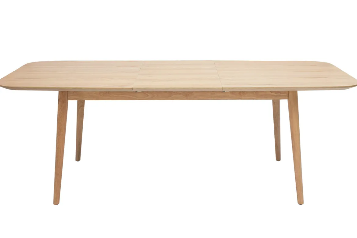 Table extensible rallonges intégrées rectangulaire en bois clair chêne L160-210 cm ANK