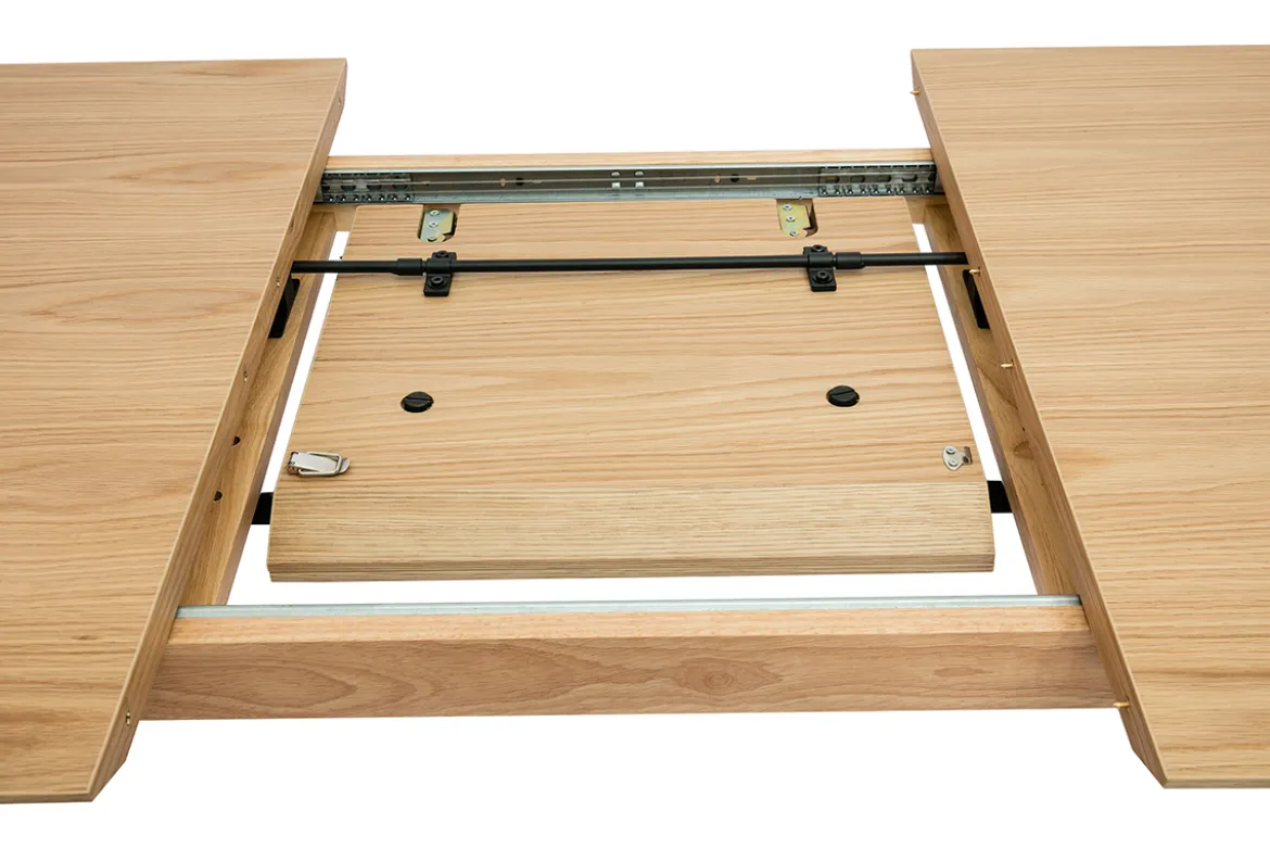 Table extensible rallonges intégrées rectangulaire en bois clair chêne L160-210 cm ANK