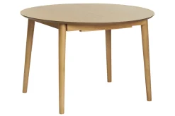Table extensible rallonges intégrées ronde en bois clair chêne L115-154 cm EGO