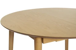 Table extensible rallonges intégrées ronde en bois clair chêne L115-154 cm EGO