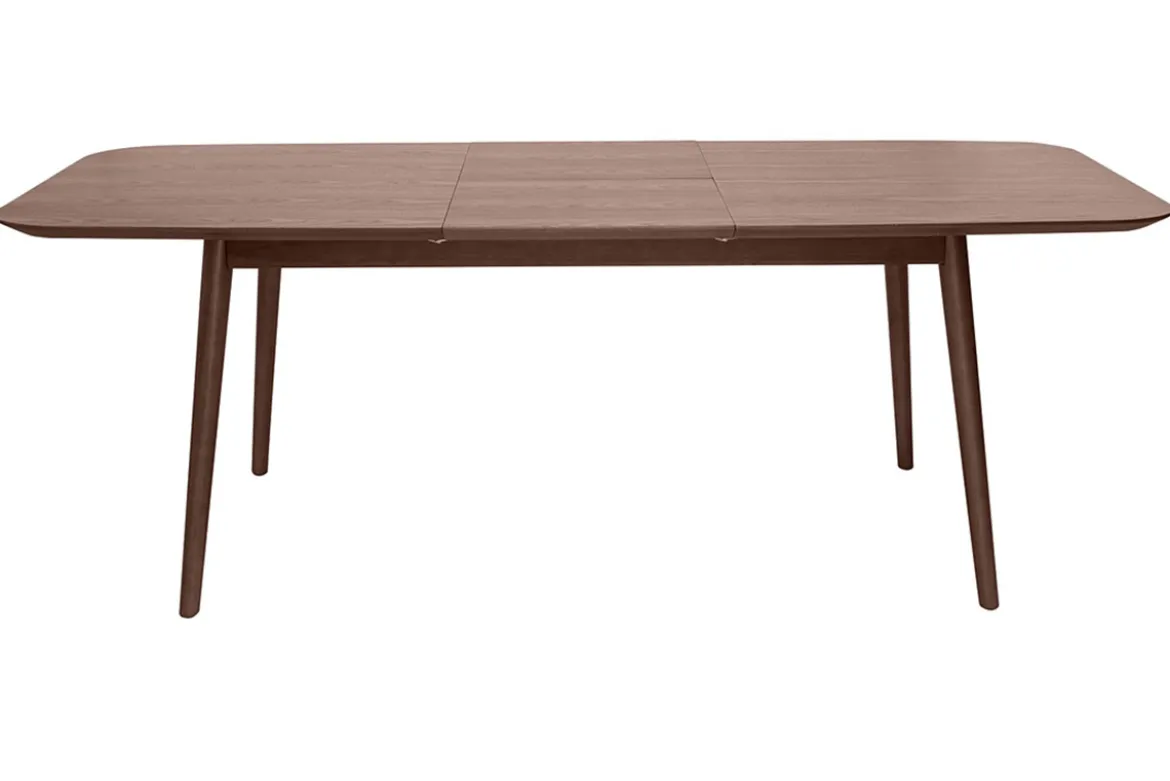 Table extensible rallonges intégrées rectangulaire en bois foncé noyer L160-210 cm ANK