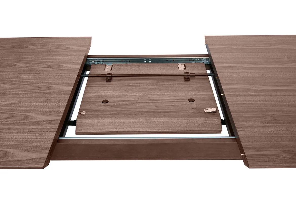 Table extensible rallonges intégrées rectangulaire en bois foncé noyer L160-210 cm ANK