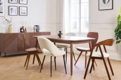 Table extensible rallonges intégrées rectangulaire en bois foncé noyer L160-210 cm ANK