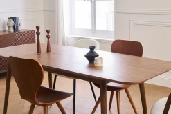 Table extensible rallonges intégrées rectangulaire en bois foncé noyer L160-210 cm ANK