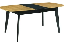 Table extensible rallonges intégrées rectangulaire bois et noir L140-180 cm MEENA