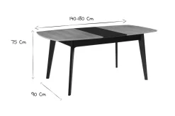 Table extensible rallonges intégrées rectangulaire bois et noir L140-180 cm MEENA